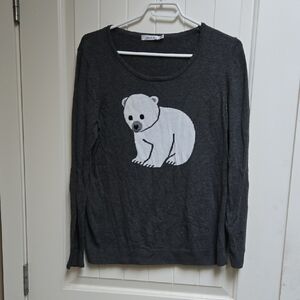 Ricki's Women's XL Dark Gray Light Polar Bear Sweater Cotton Long Sleeve